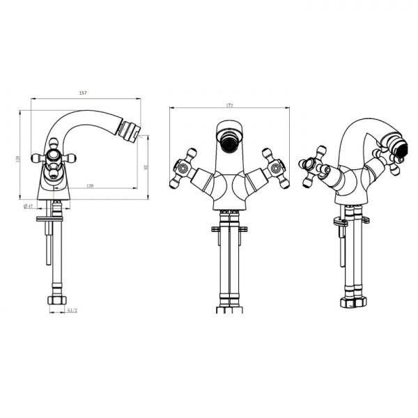 Смеситель для биде Boheme Satine бронза 316-ST